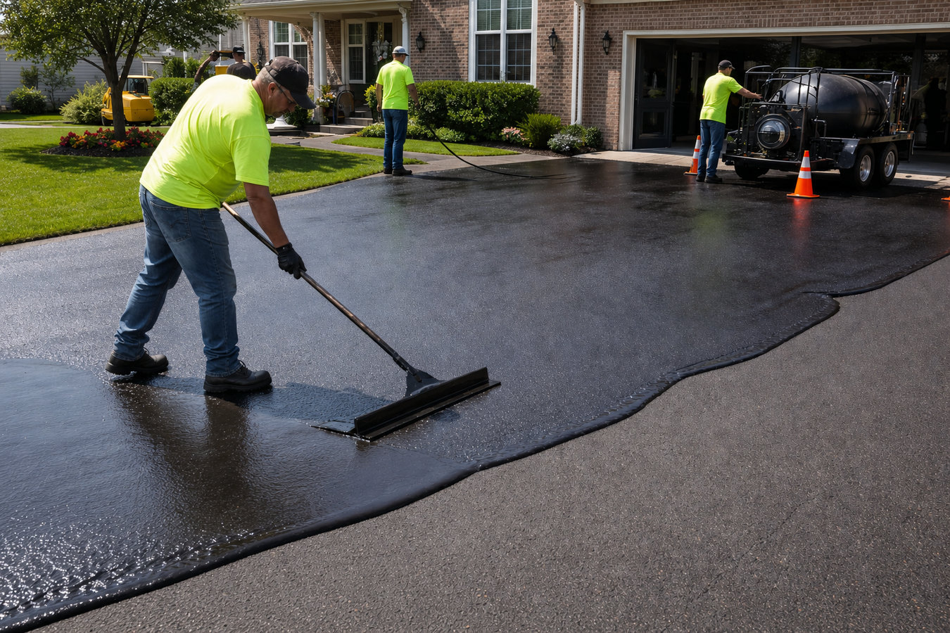 Asphalt sealcoating